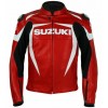 Suzuki Custom Motorcycle Leather Racing Jacket Red White Black