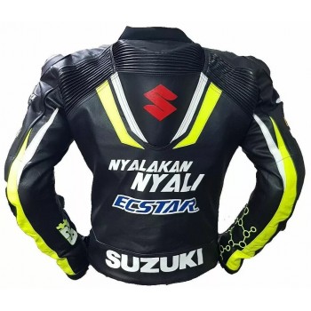 Suzuki ECSTAR Custom Moto Gp Motorbike Leather Racing Jacket Black Yellow