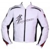 Suzuki Hayabusa Custom Motorcycle Leather Racing Jacket White Black