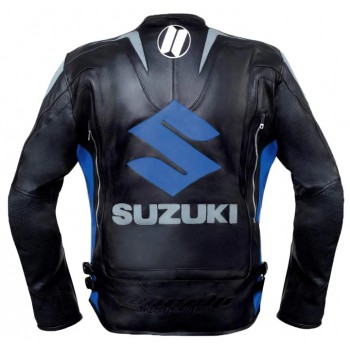 BLUE SUZUKI MOTUL MOTORCYCLE LEATHER RACING JACKET