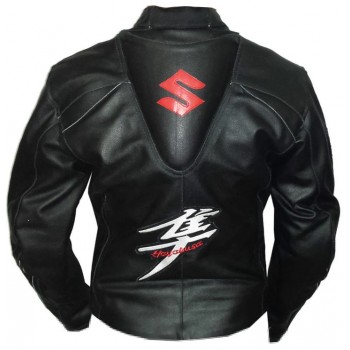 SUZUKI HAYABUSA MOTORCYCLE LEATHER RACING BLACK JACKET