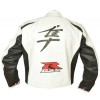 SUZUKI HAYABUSA MOTORCYCLE LEATHER RACING WHITE JACKET