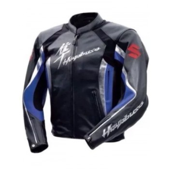 SUZUKI HAYABUSA MOTORCYCLE LEATHER RACING BLUE JACKET