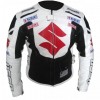 SUZUKI BLACK AND WHITE MOTORCYCLE LEATHER RACING JACKET