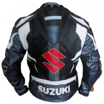 SUZUKI MOTORCYCLE BLACK LEATHER RACING JACKET