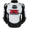 SUZUKI GSXR WHITE MOTORCYCLE LEATHER RACING JACKET