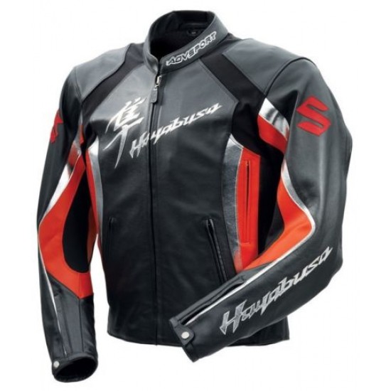 SUZUKI HAYABUSA MOTORCYCLE LEATHER RED RACING JACKET SIZE 3XL