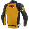 SUZUKI GSXR YELLOW MOTORCYCLE LEATHER RACING JACKET