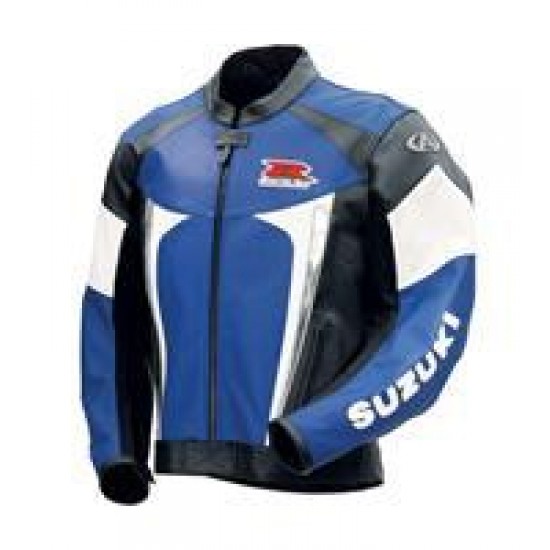 SUZUKI BLUE MOTORCYCLE LEATHER RACE JACKET