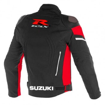 SUZUKI GSXR MOTORCYCLE RED LEATHER RACING JACKET