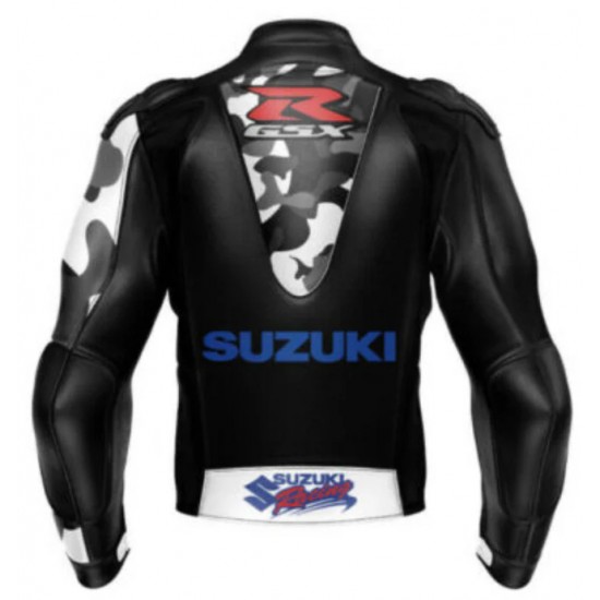 SUZUKI GSXR CAMO MOTORCYCLE LEATHER RACING JACKET