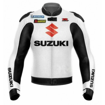 SUZUKI RED MOTORCYCLE LEATHER RACING JACKET