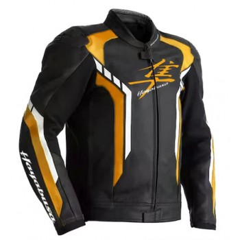 SUZUKI HAYABUSA ORANGE LEATHER RACING JACKET