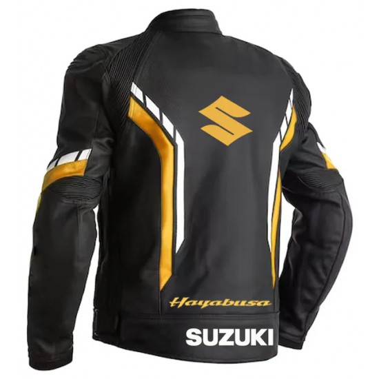 SUZUKI HAYABUSA ORANGE LEATHER RACING JACKET