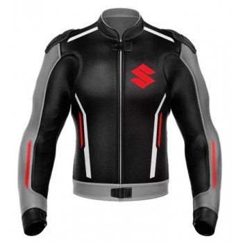 SUZUKI GRAY LEATHER RACING JACKET