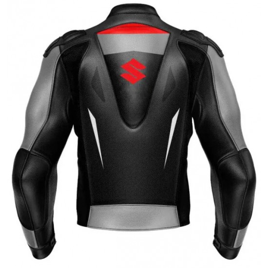 SUZUKI GRAY LEATHER RACING JACKET