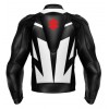 SUZUKI BLACK AND WHITE MEN LEATHER RACING JACKET