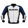 SUZUKI GSXR WHITE MOTORCYCLE LEATHER RACING JACKET