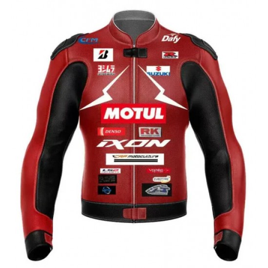 SUZUKI MOTUL GSXR RED MOTORCYCLE LEATHER RACING JACKET