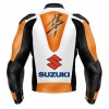 SUZUKI HAYABUSA ORANGE MOTORCYCLE LEATHER RACING JACKET