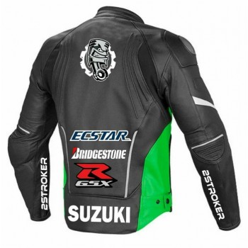 SUZUKI MOTUL GSXR MOTORCYCLE GREEN LEATHER RACING JACKET