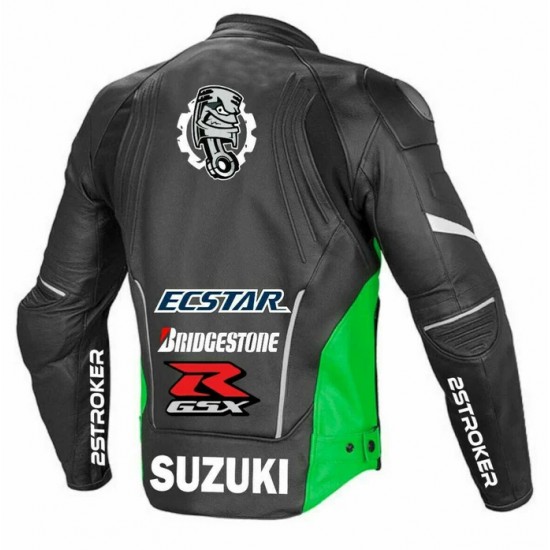 SUZUKI MOTUL GSXR MOTORCYCLE GREEN LEATHER RACING JACKET