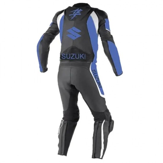 Custom Suzuki Hayabusa Motorcycle Leather Racing Suit Black Blue