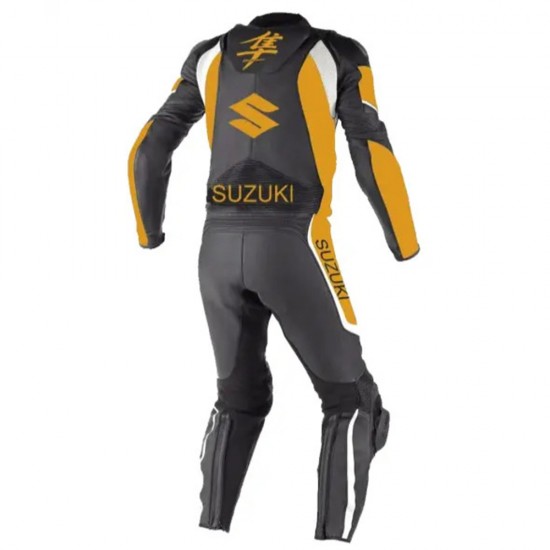 Custom Suzuki Hayabusa Motorcycle Leather Racing Suit Black Gold