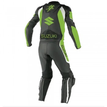 Custom Suzuki Hayabusa Motorcycle Leather Racing Suit Black Green