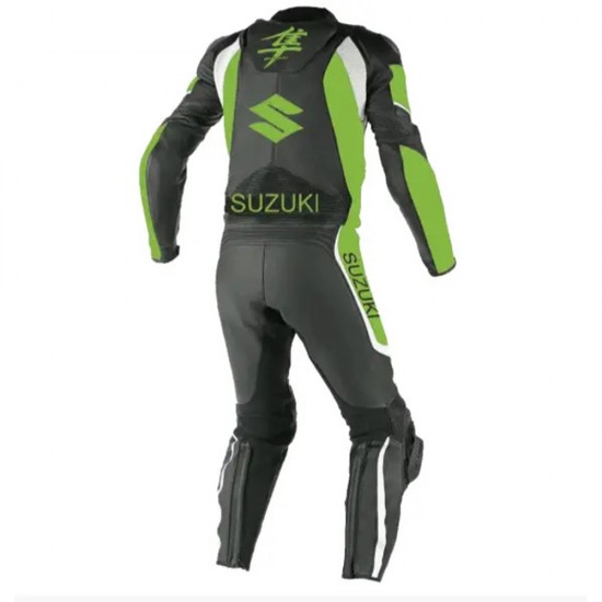 Custom Suzuki Hayabusa Motorcycle Leather Racing Suit Black Green