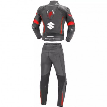 Custom Suzuki Hayabusa Motorcycle Leather Racing Suit Black Red