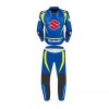 Suzuki Custom Motorcycle Leather Racing Suit Blue Yellow Black