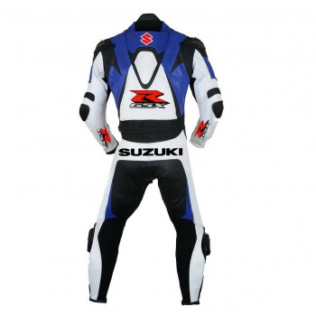 Suzuki R GSX Custom Design Motorbike Leather Racing Suit Blue White Black