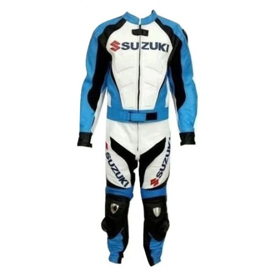 SUZUKI BLUE MOTORCYCLE LEATHER RACING SUIT CE RATED