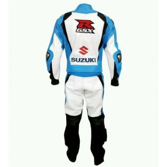 SUZUKI BLUE MOTORCYCLE LEATHER RACING SUIT CE RATED