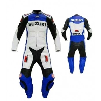 SUZUKI BLUE MOTORCYCLE LEATHER RACING SUIT CE RATED