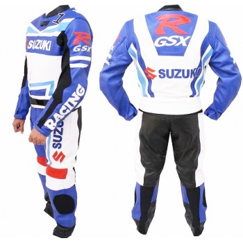 SUZUKI GSXR MEN MOTORCYCLE 2 PC LEATHER RACING SUIT