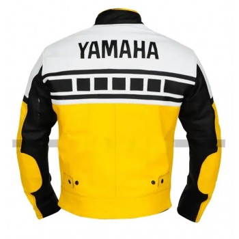 Custom Yamaha Motorcycle Leather Racing Jacket Yellow White Black