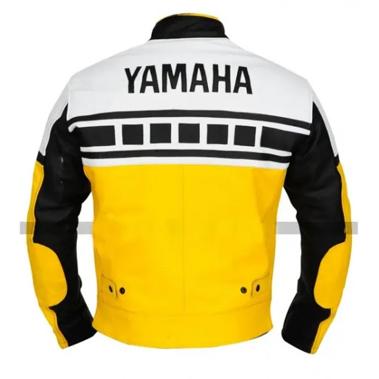 Custom Yamaha Motorcycle Leather Racing Jacket Yellow White Black