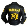 Custom Yamaha R1 Dunlop Motorcycle Leather Racing Jacket Black Yellow