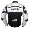 Yamaha AGV Moto Gp Custom Motorcycle Leather Racing Jacket White Black