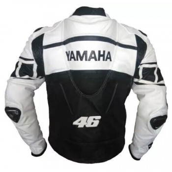 Yamaha AGV Moto Gp Custom Motorcycle Leather Racing Jacket White Black