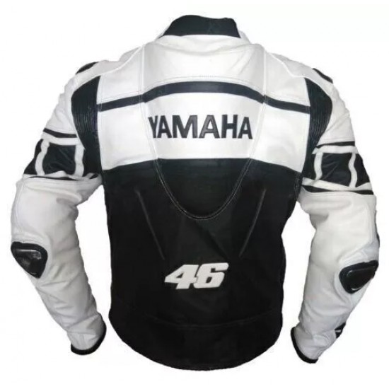 Yamaha AGV Moto Gp Custom Motorcycle Leather Racing Jacket White Black