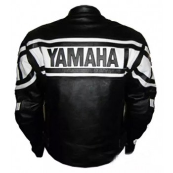 Yamaha Dunlop Custom Motorcycle Leather Racing Jacket Black White