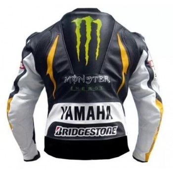 Yamaha Monster Energy Custom Motorbike Leather Racing Jacket Black Yellow White