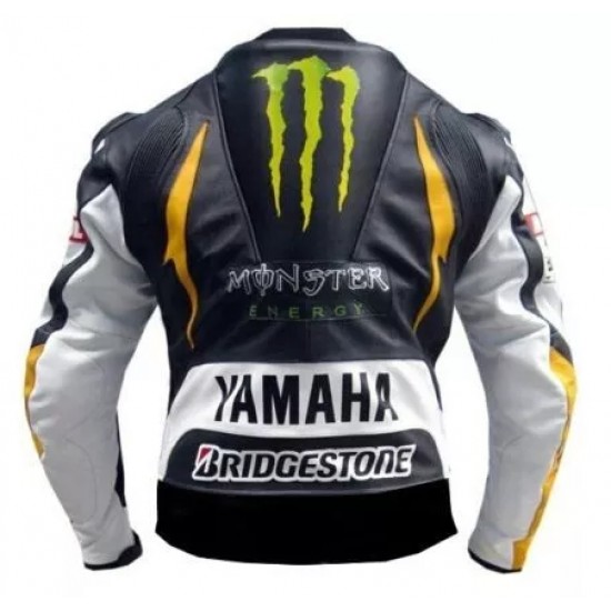 Yamaha Monster Energy Custom Motorbike Leather Racing Jacket Black Yellow White