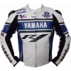 Yamaha Moto Gp R1 Motorcycle Custom Leather Racing Jacket White Blue Black