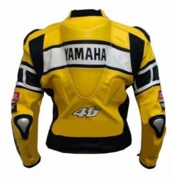 Yamaha Moto Gp VR 46 Motorbike Custom Leather Racing Jacket Yellow Black