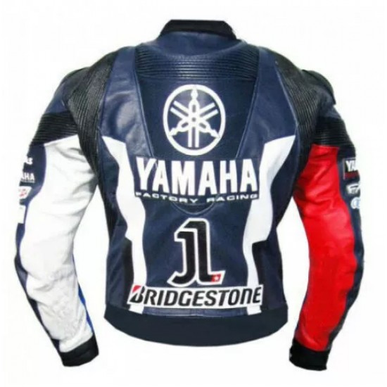 Yamaha Petronas Moto Gp Custom Motorcycle Leather Racing Jacket Blue White Red