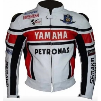 Yamaha Petronas Moto Gp Motorcycle Custom Leather Racing Jacket White Red Black